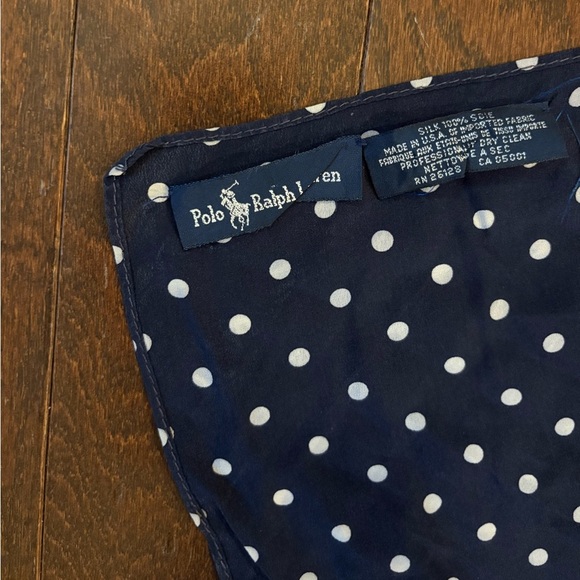 Vintage Polo Ralph Lauren Polka Dot Silk Scarf Square Navy Neck Tie USA 90s Y2k - Picture 8 of 10